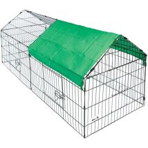 Enclos Lapin 180x50x75cm - Métal Extérieur - Cage Lapin Intérieur ou Extérieurs - Parc Clapier à Lapin - Toit Amovible + Bache Protection uv Inclus