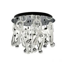 Diyas - Inspired Clearance - Class Flush Ceiling Round 10 Light G4 Polished Chrome/White Glass/Crystal, not led/cfl Compatible