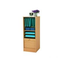 Classeur à Rideau Blanc ou Hêtre 6 Etagères l 41.4 h 108.4 p 44 cm - Coloris: Hêtre