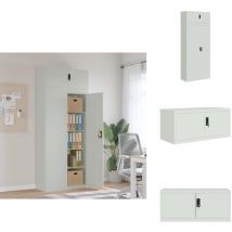 Classeur gris clair 90x40x220 cm acier - Meuble De Rangement - Classeur - Armoire De Classement - Armoire Métallique - Rangement Bureau