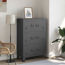 Coffre de rangement industriel Anthracite 75x40x115 cm Métal