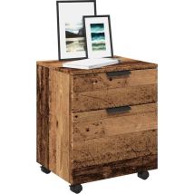 Classeur mobile roues vieux bois 45x38x54 cm bois d'ingénierie