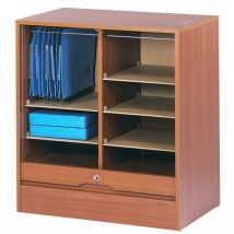Classeur à Rideau Largeur 70 cm Hauteur 76 cm 8 Niches 2 Kits ds - Coloris: Merisier