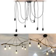 Classic Edison Ceiling Light Antique Vintage Ceiling Lights E27 Retro Spider Chandelier Industrial Pendant Lights 6 Heads Black