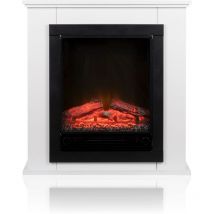 Classic Fire - Lugano Camineo Elettrico - Caminetto Elettrico con Riscaldamento, Pannello di Controllo e Timer - Stufa Elettrica con Fiamme led