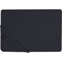 Beliani - Classic Fitted Sheet Cotton 90 x 200 cm Solid Pattern Elastic Edging Black Janbu