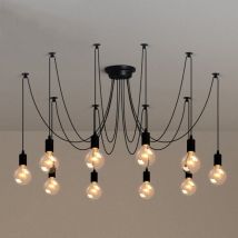 Classic Edison Ceiling Light Vintage Antique Ceiling Lamp E27 Retro Chandelier Industrial Pendant Light 10 Heads Black