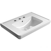 Classic lavabo en céramique 75x50cm, 3 trous de robinet, blanc ExtraGlaze