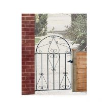 Classic Scroll Low Bow Top Single Gate - Solid Steel - Fits Gap of 991 mm x 1257 mm High - Electro Galvanised/Black Powder Coated