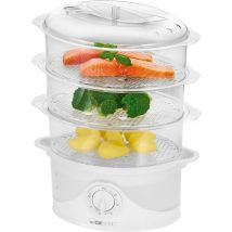 Clatronic - dg 3635 Cuiseur à vapeur électrique 3 plateaux minuterie 60 minutes 800W Blanc