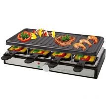 Raclette per 8 persone con piastra rimovibile Raclette Grill con rivestimento antiaderente incl. 8 padelle Raclettes con alloggiamento Cool Touch rg
