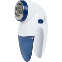 Clatronic - tc 3759 Quitapelusas Eléctrico, Elimina Pelotillas Ropa, Cuchillas Acero Inoxidable, Depósito Extraíble Blanco/azul