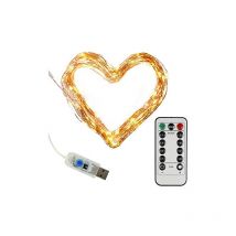 10002 mini guirlande lumineuse à led avec port usb et télécommande 100 led blanc chaud 10 m fil de cuivre 5 v - Clauss