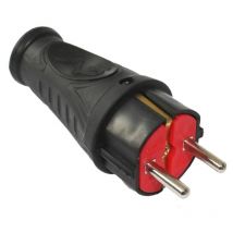 Todoelectrico - Clavija Macho Schuko 4,8mm Goma Negra Salida Central