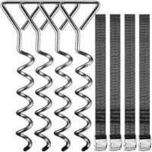 Andyou - Estacas para trampolín de 42,5 cm, 5 espirales de 900 kg, correas ajustables de acero inoxidable, kit de anclaje al suelo