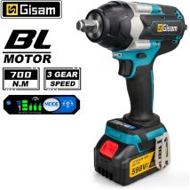 Clé à chocs sans fil 700NM 1/2 pouce 3 vitesses - 1PC 3Ah Batterie