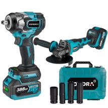 Onevan - Clé à Chocs Sans Fil Brushless 700 Nm 1/2 ' + Meuleuse ø 125 mm ,avec Deux Batterie et 4 Douilles