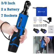 Dayplus - Clé à cliquet électrique sans fil 3/8' Visseuse d'angle 2X batteries 120Nm