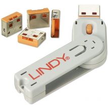 Clé usb & 4 verrous usb, orange Lindy 40453