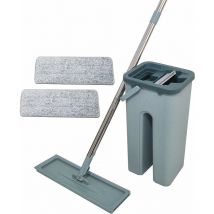 Magischer Besen - Extra breiter und 360° drehbarer Besen - Eimer mit 2 Kammern Reinigen und Schleudern - 2 Mikrofasertücher