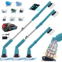 Cleaning Brushes, Cordless Spin Brush, 25-49 Inch Extendable Cleaning Brush with 8 Brush Heads, for Bathroom, Tiles (3.0A Battery) Compatible with