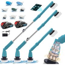 Cleaning Brushes, Cordless Spin Brush, 25-49 Inch Extendable Cleaning Brush with 8 Brush Heads, for Bathroom, Tiles (2X 3.0A Battery) Compatible with