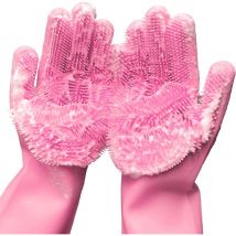 Xuigort - Cleaning Sponge Gloves, Dishwashing Gloves, Silicone Reusable Cleaning Brush Heat Resistant Washing Gloves Cleaning Brush Heat Resistant