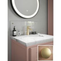 Clear Glass Bathroom Splashback Brushed Brass Caps) 250mm x 600mm x 4mm