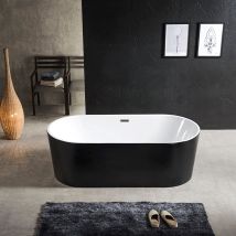 Ambra - Cleo - Bañera Independiente Ovalada De Acrílico Negro Mate 150 Cm - Diseño Chic Y Elegante Para El Baño