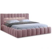 Bestmobilier - Cleo - lit coffre avec led - 180x200 cm - sommier inclus - en velours - rose