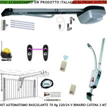 Securvera - Cler Basculante 70 Kg Kit Automatismo Motore 220/24 v da Soffitto Faro Antenna Binario Alluminio Catena in Acciaio 3 Metri Cordino
