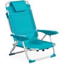 Sedia da spiaggia reclinabile in poliestere blu