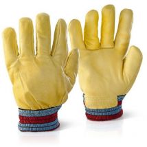 Beeswift General Handling Gloves, Blue/Red/Yellow, Leather Coating, Cotton/Fleec