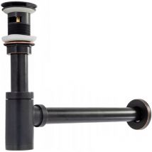 Siphon Lavabo Noir Retro Avec Bonde De Lavabo Trop-Plein Automatique