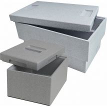 Duo de Caisses isotherme - polystyrène - gris - 54,5 x 35 x 30 cm ( 32 l) et 25,5 x 35 x 21 cm ( 9 l) - Epaisseur paroi : 2 cm et 1,75 cm - Climapor