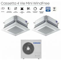 Samsung - climatiseur dual split inverter cassette 4 voies mini windfree 12+18 avec aj068txj3kg/eu r-32 12000+18000 wi-fi en option avec grille