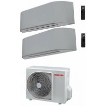 Toshiba - climatiseur dual split inverter haori 10000+10000 (9000+9000) avec ras-2m14u2avg-e wi-fi intégré gris clair/gris foncé 10+10 (9+9)