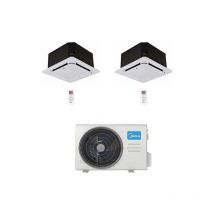 Climatizzatore Condizionatore Midea Cassetta 4 vie Compatta R32 Dual Split Inverter 12000 + 12000 BTU con U.E. M3OA-27HFN8-Q Classe A++/A+