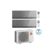 Climatizzatore Condizionatore Mitsubishi Kirigamine Zen Wifi Argento Dual Split Inverter 7000 + 18000 btu con u.e. MXZ-2F53VF classe a+++ /a++ novitá