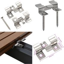Clip de fixation de terrasse 100pcs et 200 vis Acier inoxydable - Clips De Terrasse - Fixations Terrasse Composite - Inox - Vis Terrasse - Système De