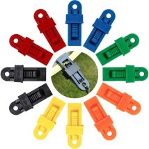 Aougo - Clip de Tente Multifonctionnel Pinces de Tente en Plastique Clip de Bâche pour l'extérieur Camping Activités et Randonnée 12 Pièces