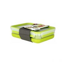 Clip&Go Lunchbox - Récipient en plastique hermétique avec 3 compartiments et un plateau séparé pour manger, entièrement hermétique et sans bpa,