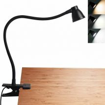 Lucky-88 - Clip Lampe de Bureau Dimmable Clip sur Lampe de Bureau usb Mini Lampe de Bureau 360 Degrés Réglable Col de Cygne Clip Liseuse (Noir 5cm)