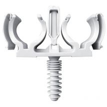 RAM - Collier-chevilles Clipéo blancs doubles pour tubes multicouches diamètre 20 mm, seau de 100 pièces