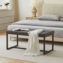 Clipop - Banc de salle à manger rembourré en velours avec cadre en métal pour cuisine, chambre à coucher, salon, couloir, Gris