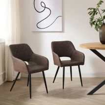 Clipop - Lot de 2 chaises de salle à manger, Chaise de cuisine en simili-cuir, Marron