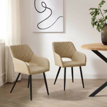 Clipop - Lot de 2 chaises de salle à manger, Chaise de cuisine en simili-cuir, Beige