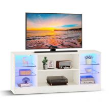Clipop - Meuble tv moderne avec éclairage led rvb, avec 8 étagères de rangement pour salon chambre à coucher