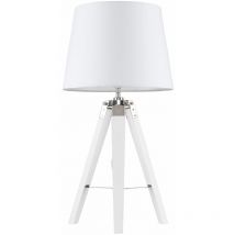 Cipper Table Lamp In White Wood And Chrome - White - Including led Bulb