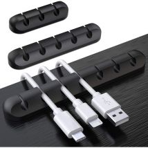 Clips Câble Organisateur Bureau, Lot de 3 Support de Câble, Organisateur de Cordon, Gestion des Cables, Câble Rangement pour USB Câbles de
